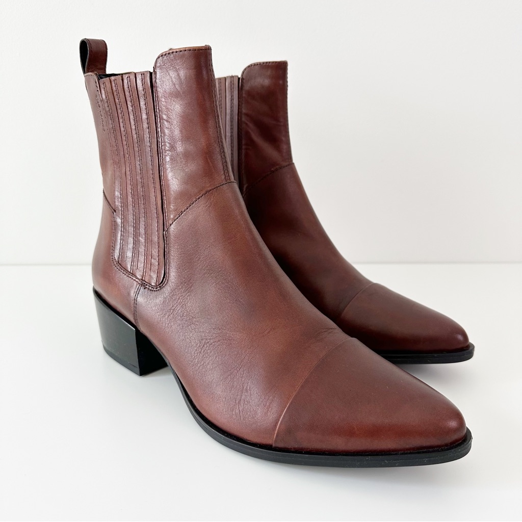 Vagabond Marja Western Style Leather Ankle Boots Brown Size 11us 41eu